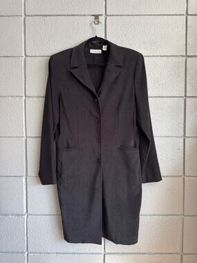 Vintage Amanda Smith Faux Suede Button Front Duster Dress size 12
